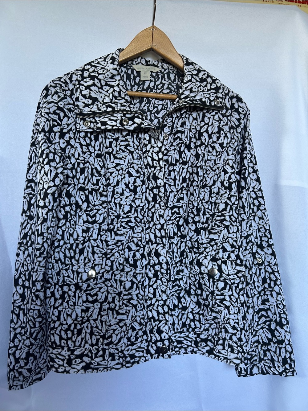 Laura Ashley Black & White Printed Jean Jacket